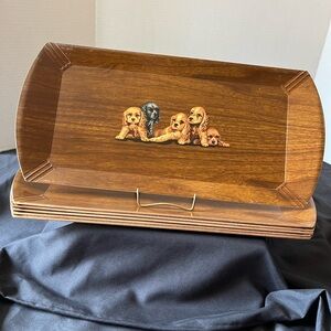 Vintage Hasko Dog Design Serving Tray Set Of Six